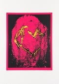 LOVEHEARTS 2993 - SCREEN PRINT | Hand Coloured Heart + Deep Pink Background