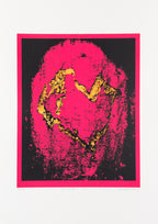 LOVEHEARTS 2993 - SCREEN PRINT | Hand Coloured Heart + Deep Pink Background
