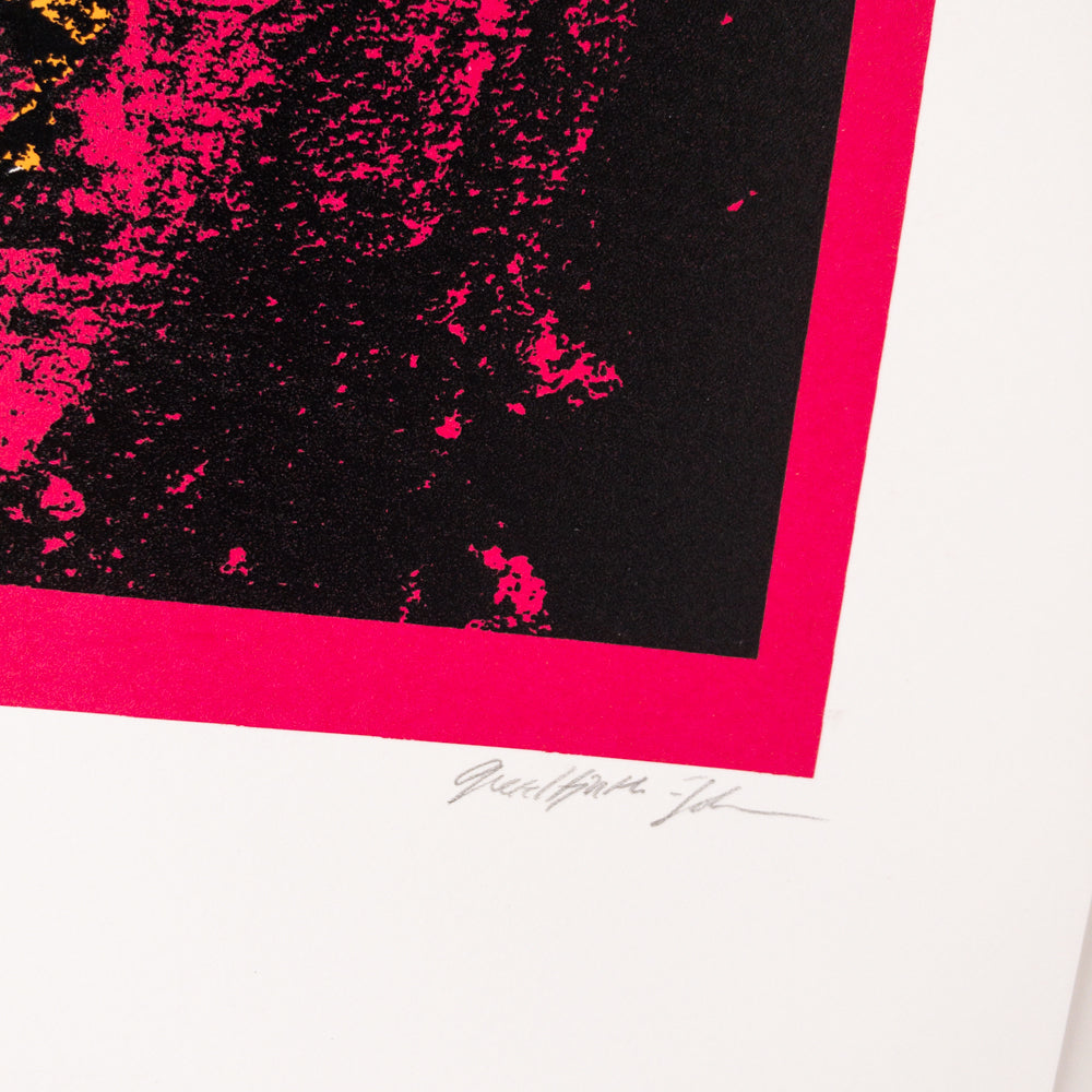 LOVEHEARTS 2993 - SCREEN PRINT | Hand Coloured Heart + Deep Pink Background