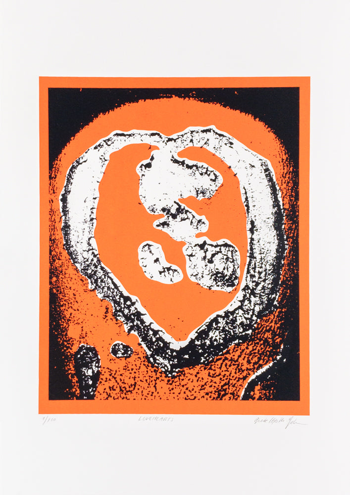 LOVEHEARTS 8991 - SCREEN PRINT | White Heart + Orange Background