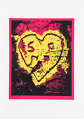 LOVEHEARTS 9772 - SCREEN PRINT | Yellow Heart + Deep Pink Background