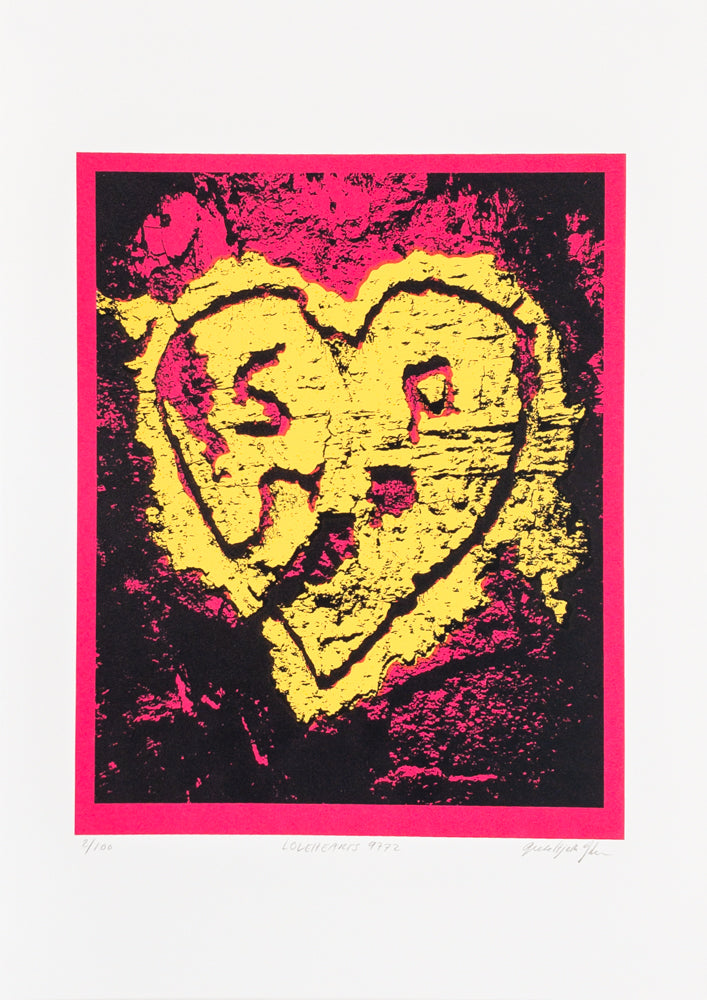 LOVEHEARTS 9772 - SCREEN PRINT | Yellow Heart + Deep Pink Background
