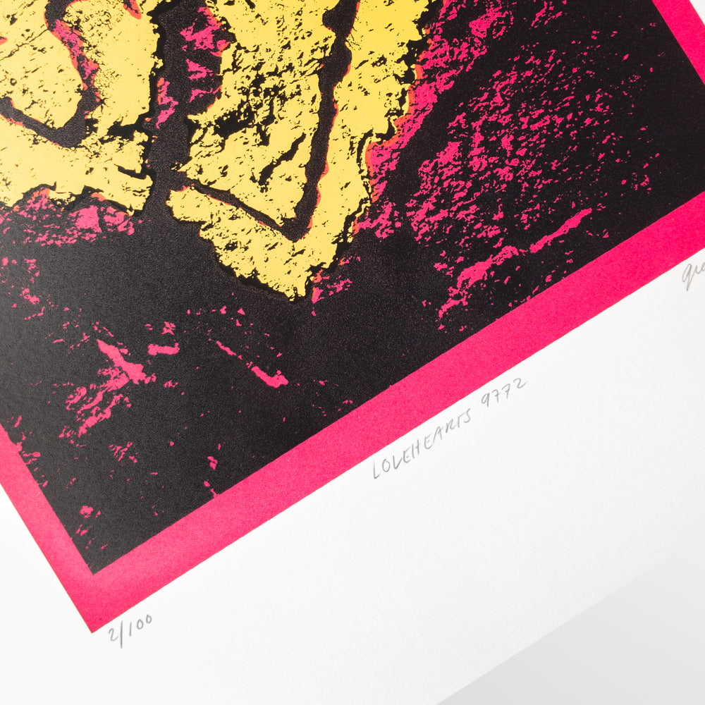 LOVEHEARTS 9772 - SCREEN PRINT | Yellow Heart + Deep Pink Background