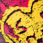 LOVEHEARTS 9772 - SCREEN PRINT | Yellow Heart + Deep Pink Background